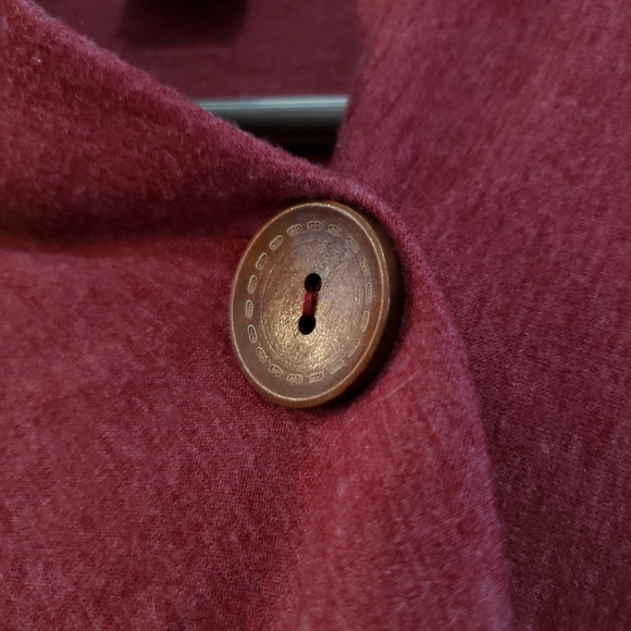 Bobeau Womens S Open Front Asymmetrical Top One Button Heather Burgundy - Picture 3 of 5